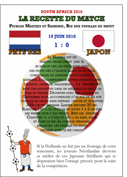 La recette du match Pays bas Japon